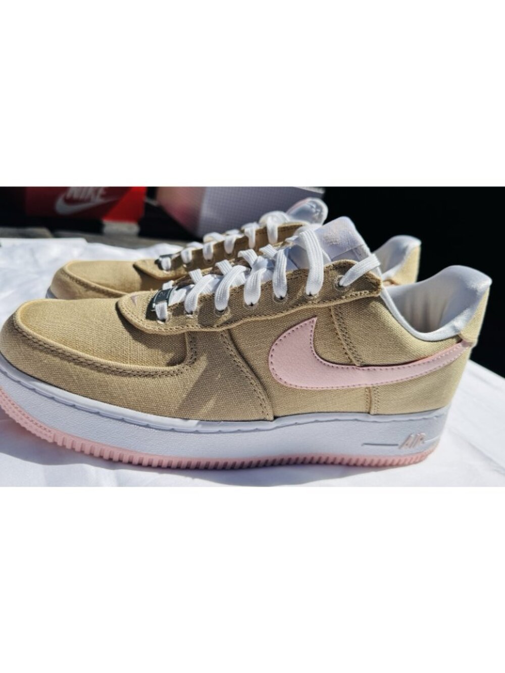 Nike Air Force 1 Men Casual Shoes Retro LL QS AF1 Linen Canvas Pink Size 9 - Picture 12 of 15